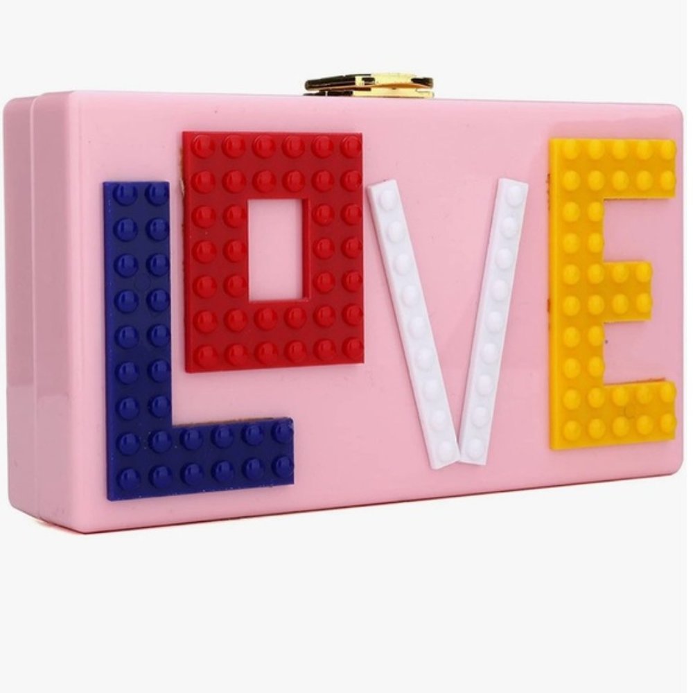 Love Lego pink acrylic clutch purse new - Picture 3 of 6